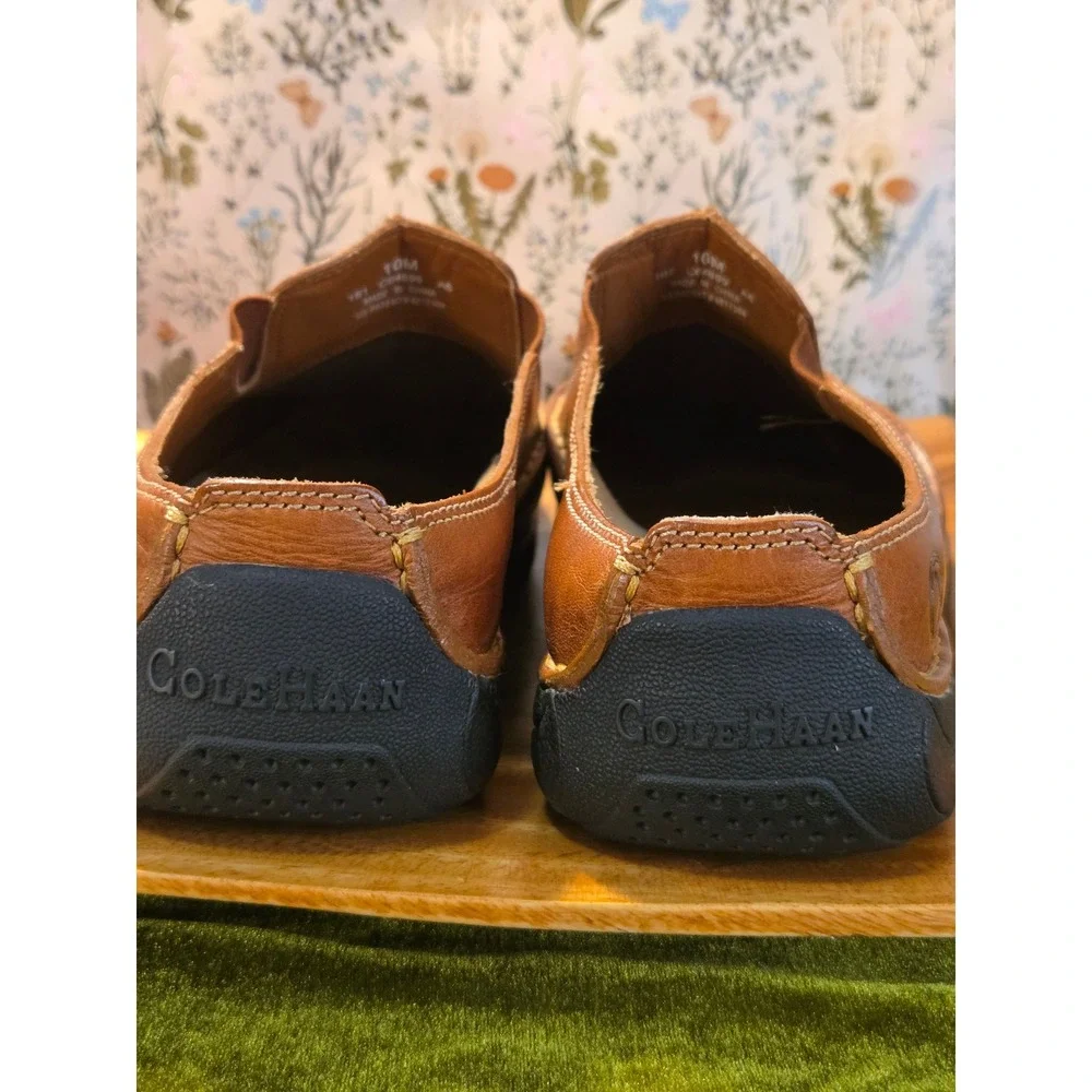 Cole Haan Nike Air Mens Brown Leather Slip On Loafers Casual Shoes Size 10M